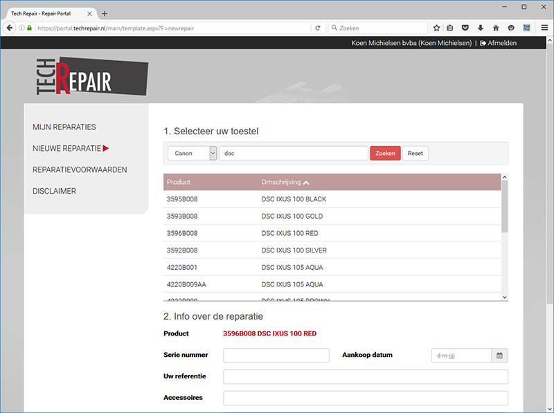 Service programma als webapplicatie op maat